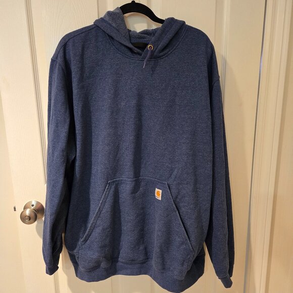 Carhartt Midweight Logo Sleeve Hoodie Sweatshirt Blue Loose Fit 2XL - Picture 1 of 5